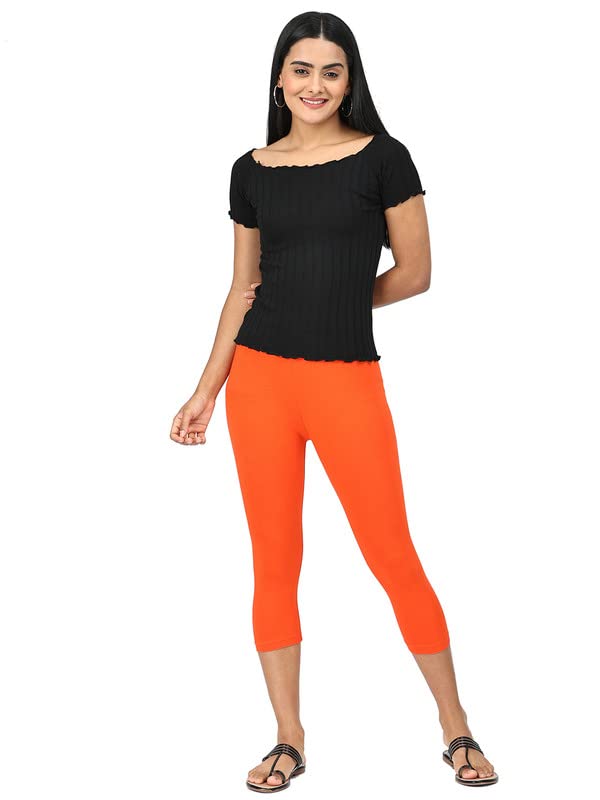 Image of Robinbosky Premium Stretchable Cotton Capri Legging for Women | Suitable for Formal wear & Casual wear | High-End Elastic Makes. The Leggings Squat Proof and Durable for Travel, Yoga, & Workout.
