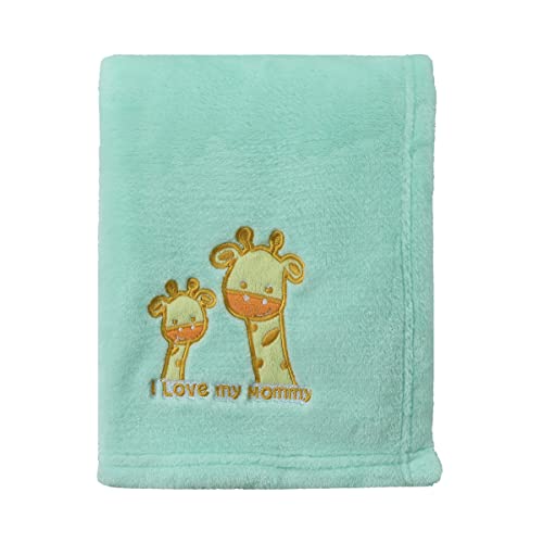 CREVENT - Coperta leggera, calda, morbida e accogliente in pile, per passeggino e culla, 75cmX100cm, per il compleanno di un bambino (giraffa verde)