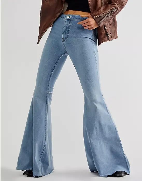 Free People Just Float On Flare Bell Bottom Jeans in Bermondsey Blue Size 263
