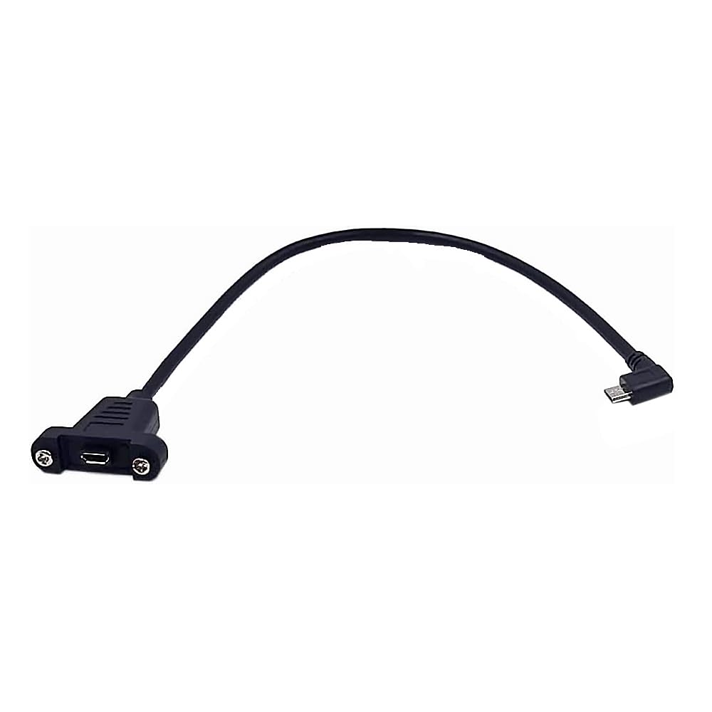 0.3 Meter Micro USB 5 Pin Extension Cable, Left Angle Micro USB Male to Female Extender Bolt Screw Lock Mount Cable, Sync Data & Charging