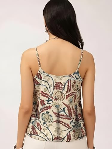 Image of Pinkmint Women Pure Cambric Cotton Printed Peplum Top | Sleeveless Spaghetti Strap Summer Casual Top for Women & Girls