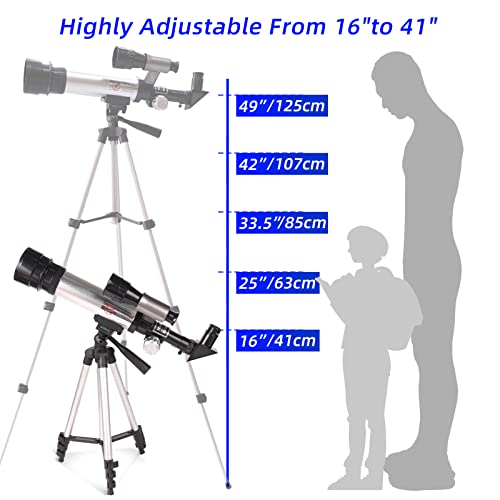 Artenjoyfine 360x50mm Refracting Telescope for Kids with Adjustable Tripod and Finder Scope,Portable Astronomical… - Image 3