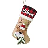 Funny DIY Personalized Christmas Stocking with Name, Custom Christmas Stockings, Customized Xmas Decor Gifts for Family Kids, Christmas Holiday Party Decoration - 3D Reindeer Stocking