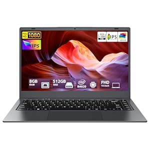 Computadora portátil, 8 GB de RAM 512 GB NVMe, portátil con procesador N4020 (hasta 2.8 GHz), pantalla IPS FHD 1080P de 14 pulgadas, Win11 Pro, Office 2024, batería de larga duración, HDMI