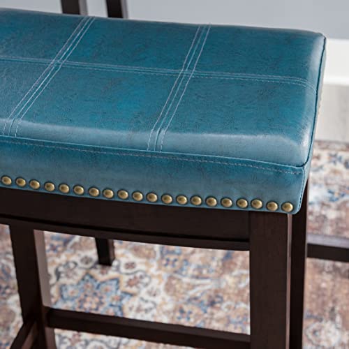 Linon Carson Blue Backless Bar Stool, Brown #TOP5