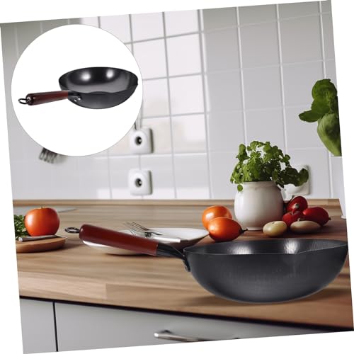 Wok tradicional de hierro forjado PRETYZOOM con mango ergonómico miniatura 6