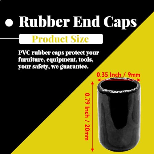 Image of Hordion 100Pcs 0.35 Inch Rubber End Caps, 9mm Round Rubber Caps | Screw Thread Protectors, Black Bolt Screw Vinyl Caps, Round Tube Bolt Cap Cover Thread Protectors Safety Cover