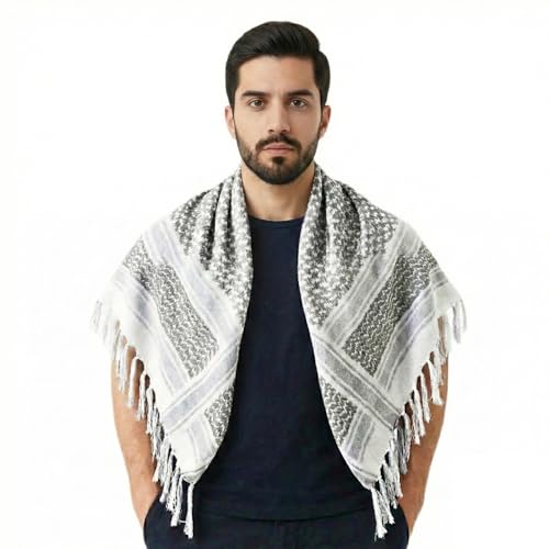 Urgarment 100% Cotton Palestinian Keffiyeh Scarf Military Shemagh Tactical Desert Scarf Head Neck Wrap for Men and Women