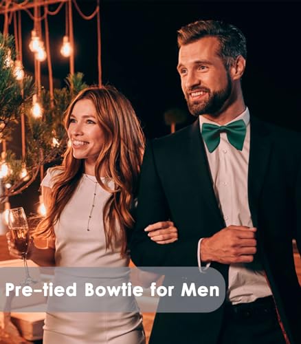 Image of Luckyvestir Oversized Bow Ties for Men, Pre Tied Clip on Men's Black Bowtie for Wedding Tuxedo Banquets Formal Wear