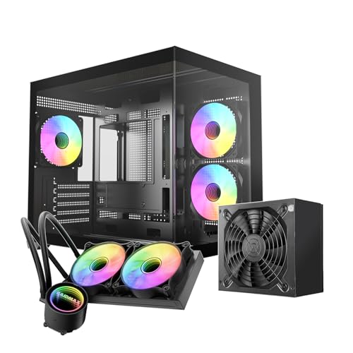 Gabinete RAIDMAX i600 Compacto Micro-ATX para Gaming, Diseño de Doble Cámara, Vidrio Templado Panorámico, 3 Ventiladores ARGB Preinstalados, Soporta Refrigeración Líquida 240/360 mm y Tarjetas Gráficas hasta 400 mm (Negro Combo) miniatura 1