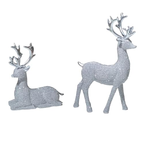 WHangXJangYE 2 Stück Hirsch Figuren Deko, Weihnachts Rentier Statuen...