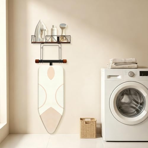 Ironing-Board-Hanger-Wall-Mounted-Metal-Ironing-Board-Holder-with-Wood-Shelf-Ironing-Board-Storage-Rack-with-Hook-for-Laundry-Room-Living-Room-Bathroom-Matte-Black