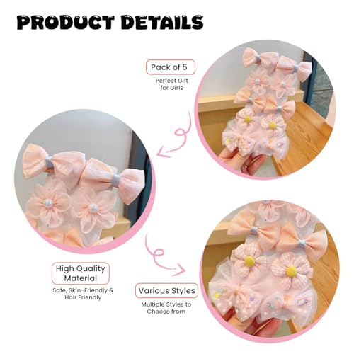 Image of SYGA 10-Piece Baby Hair Clip Set for Girls Adorable Bow and Flower Designs Hair Pin Lightweight, and Stylish - Light orange
