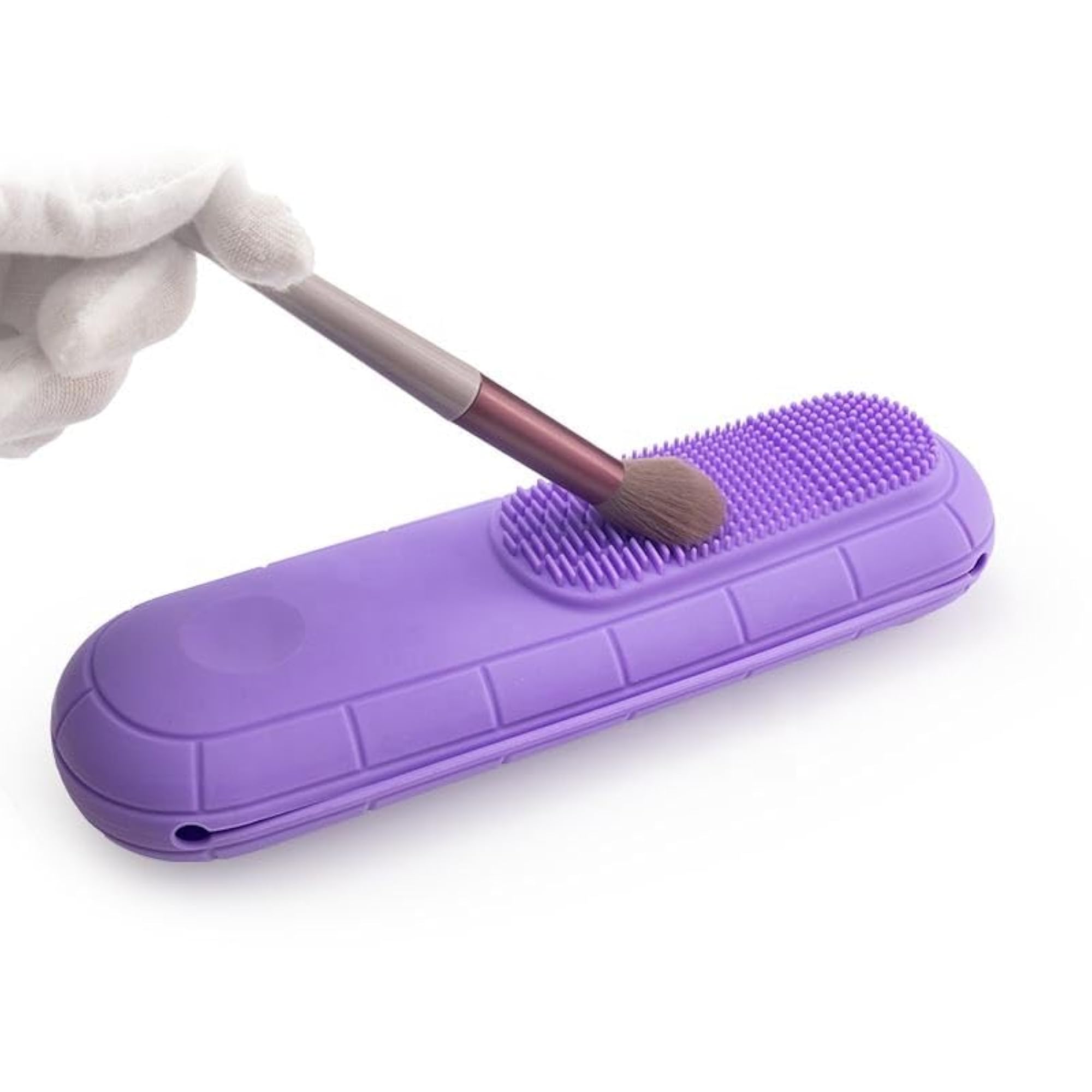 2-in-1 Silicone Travel Makeup Brush Holder with Cleaner