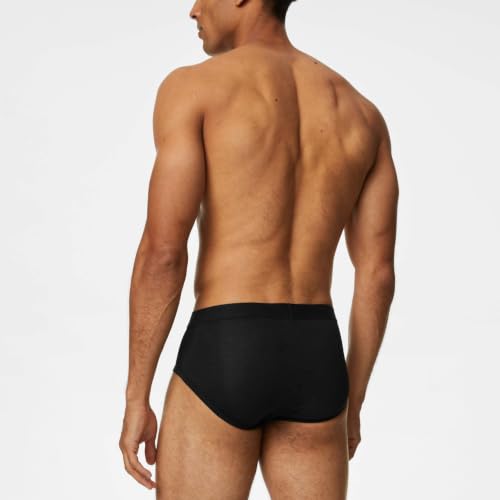 Image of Marks & Spencer Cool & Fresh Mens Cotton Blend Solid Mid Rise Briefs (Pack of 5)