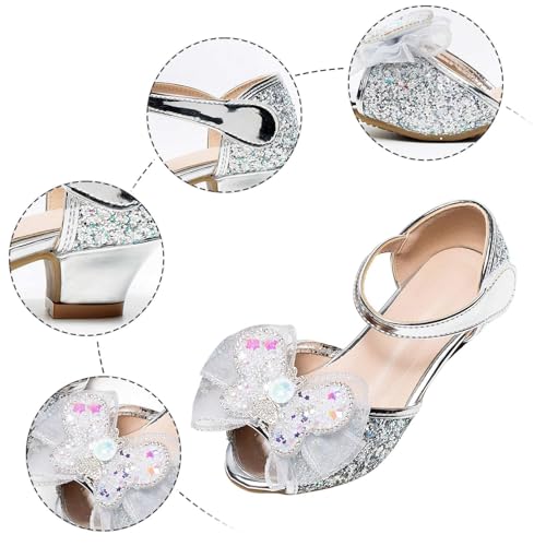 IWIHMIV Girls Low Heels Sandals Open Toe Kids Dress Flower Shoes Wedding Party Ankle Strap Girls Rhinestone Sandals4