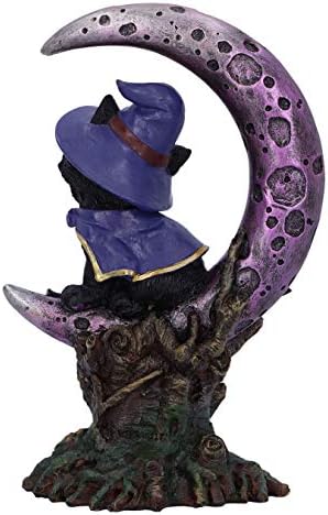 Nemesis Now Grimalkin Witches Familiar Black Cat and Crescent Moon Figurine, 18.5cm U5436T1
