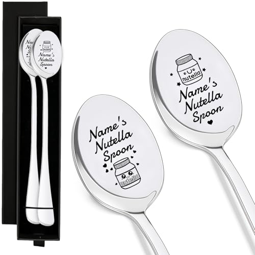 2 stück nutella löffel nutella geschenkelöffel dessertlöffel Silber Gravur Löffel Hochzeit geschenk Geeignet Für Jubiläume Valentinstage Oder Als Geschenk(Löffel Nicht Akzeptiert Maßanfertigung)