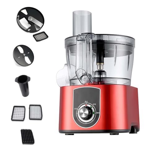 Picadora De Verduras - Cortadora De Frutas - Procesador De Alimentos EléCtrico De 100 Kg/H Para Cebollas, Tomates, Zanahorias Y Pepinos, Cuchilla De Rejilla ExtraíBle, 5 L,Red