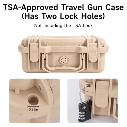 Image of TSA Approved Gun Pistol Case Waterproof Handgun Case with Pre-Cut EVA Foam Shockproof Travel Carrying Hard Shell Case Included Silica Gel Canister, Black