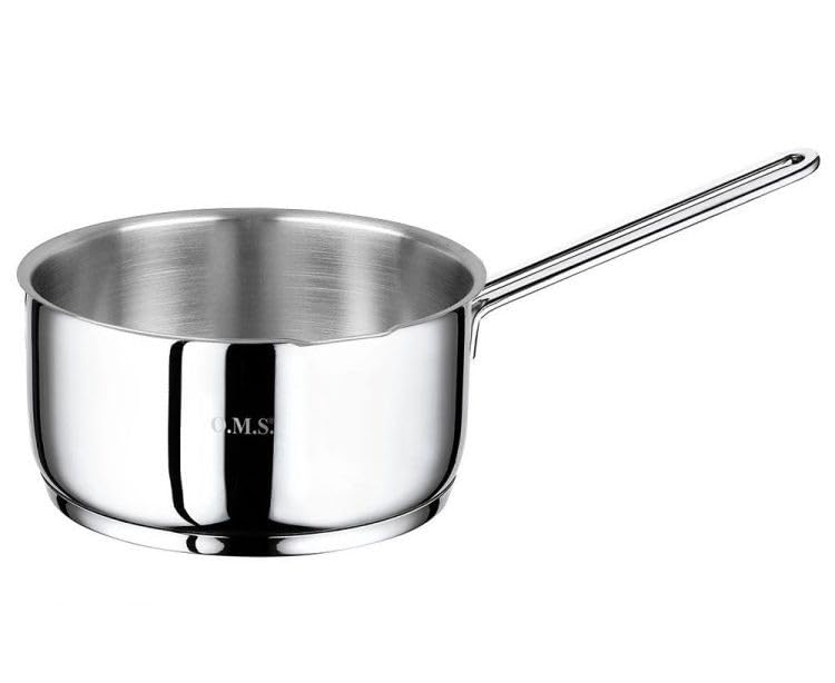 O.M.S COLLECTION OMS - 22 Cm Stainless Steel Milk Pot With Heat Resistance handle - Made in Turkey, 4002/22