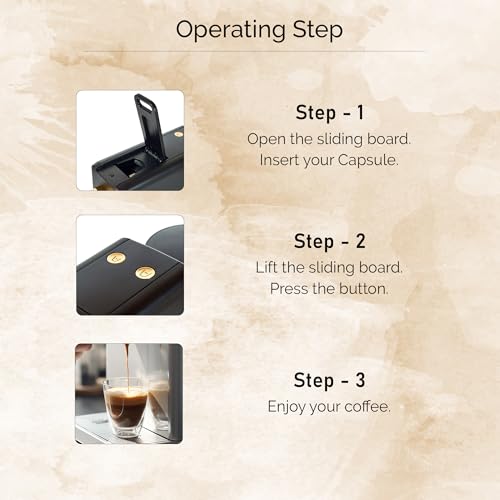 Image of THE BEAN CO Roasters Capsule Machine - 19 Bar Espresso Coffee Maker | Nespresso Compatible | Compact Coffee Machine for Home | Black