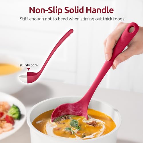 Image of U-Taste Silicone Soup Ladle, 600ºF Heat Resistant Spoon, 11in /2.6oz, Red