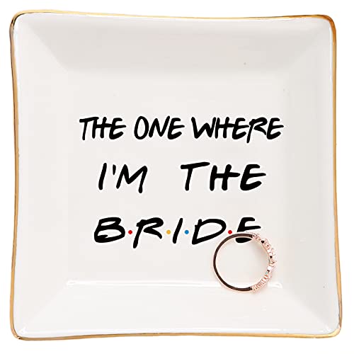 Wedding Gift for New Bride Her-Ceramic Ring Dish Decorative Trinket Plate-Bride to Be,Newly Engaged,Just Married,Bridal Shower Gift Idea-The One Where I'm the Bride…