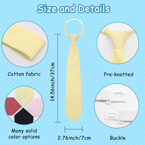Cotton Kids Tie Solid Color Boys Ties, 2.7" Pre-tied Adjustable Necktie for School Graduation Uniforms Party Casual4