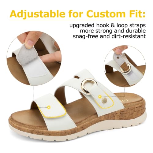 Image of UBFEN Womens Slides Sandals Comfortable Low Wedge Arch Support for Walking