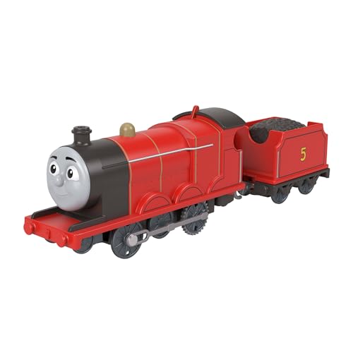 Mattel Fisher-Price Thomas e os seus amigos Locomotiva clássica de James com comboio de brincar a pilhas e carga, JGF95