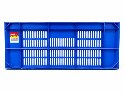Image of ARISTO Portable and Stackable Plastic Storage Container Box Crate 64225 SP designed for multipurpose storage Blue
