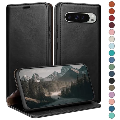 Coque de case premium pour Google Pixel 9 Pro XL habillée de cuir noir finitions