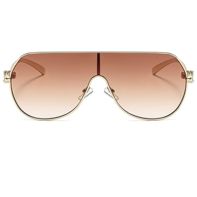 bullabulling Retro One-piece Sunglasses for Women Men Vintage Metal Frame Pilot Sun Glasses UV400 Gradient Lens
