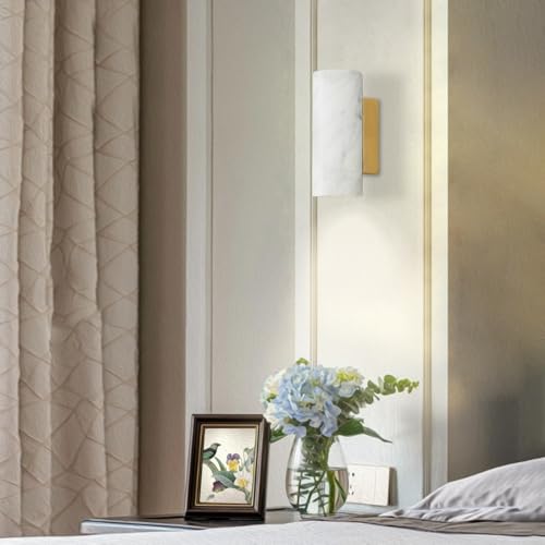 Lámpara de pared de mármol natural E27 para iluminar tu dormitorio con un estilo moderno blanco 7