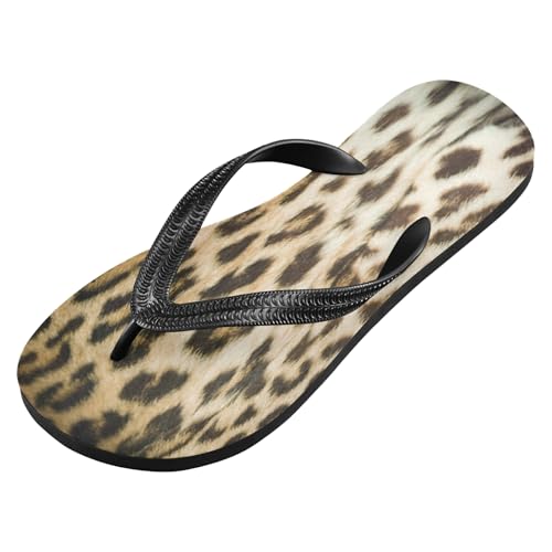 Brown Cheetah Leopard Womens Flip Flops Animal Skin Print Summer Beach Sandals Casual Thong Slippers Comfortable Shower Slippers Non Slip Water Sandals shoes XL