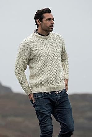 mens white cable knit sweater