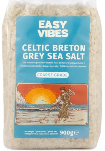 Easy Vibes - Sal Celta - Sal Marina Gris Bretona (900g) - Sal Gruesa | Sin Refinar | Naturales | Sin Conservantes