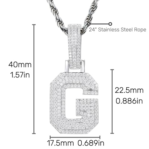 S925 Sterling Silver Moissanite Pendant Men,Platinum Plated Solid Heavy Iced Out Hip Hop Jewelry,A-Z Letters 0-9 Numbers Mens Name Necklace Personalized Gifts4