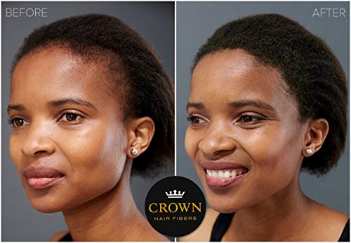 CROWN HAIR FIBERS for Thinning Hair (BLACK) - Instantly Thickens Thinning or Balding Hair for Men & Women - 2x Large 0.87oz/25g Bottle - Best Natural Keratin Hair Loss Concealer