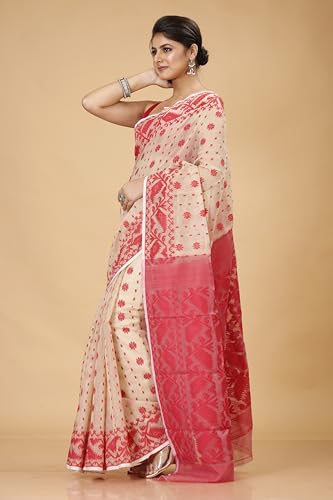Image of OISHANI SAREE GHOR Women's Traditional Bengal Cotton Silk Soft Jamdani Saree - Beautiful design and Quality - Without Blouse Piece