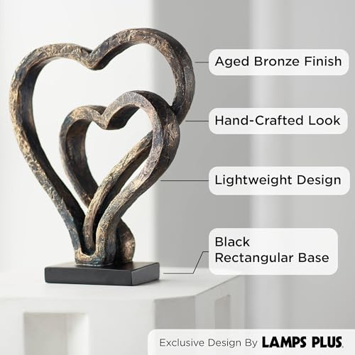 Escultura corazones entrelazados acabado bronce 29.8 cm miniatura 3