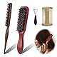 3 Stück Wildschweinborsten Bürste - Weiche Bristle Brush, Teasing Hair Brush, Boar Bristle Hair Brush, Rot-braun Tail Comb mit Bürste Reinigungsklaue, Bartkamm ´Barba` für Langes Dickes Lockiges