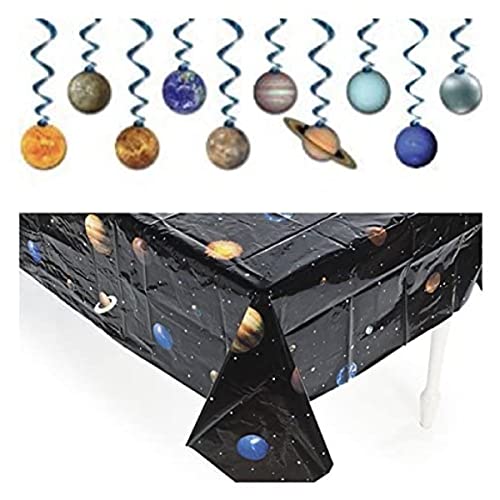Solar System - Outer Space Party Decorations - Tablecloth -Dangling Swirls - Planet Decor - Science