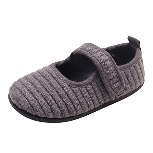 Children Sneakers Cotton Mary Jane Shoes 1-9 Years Little Kids Toddler Baby Girls Rubber Sole Loafers Boots (Gray, 4.5-5 Years old)
