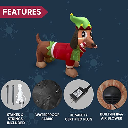 Joiedomi 183cm Chiot Gonflable de Noël Tenant Une Canne à Sucre d'orge - Décoration Gonflable en Plein air avec LED intégrées - pour fête de Noël, intérieur et extérieur - Cour, Jardin, pelouse – Image 7