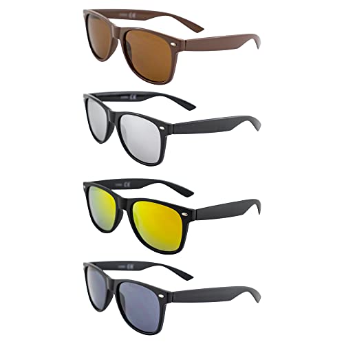 AlterImage Jive Sports Retro Sunglasses for Men or Women 4 Pair Brown & Black Frames w/Brown Flash Mirror G-Tech Red & Smoke Lenses