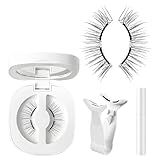 Magnetic Eyelashes Natural Look, Magnetic Eyelashes with Applicator, Reusable No Glue Lashes for Asian Eyes, Easy to Wear and Remove (Silky Black【Flower Gift Box】+ Styling Liquid)