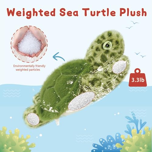 Image of Niuniu Daddy 20 inch 3.3 Pound Weighted Stuffed Animals Sea Turtle for Kids Adults, Large Sea Turtle Weighted Plush Toy, Cute Body Pillow for Calming, Ocean Series Sleeping Gift for Everyday Comfort