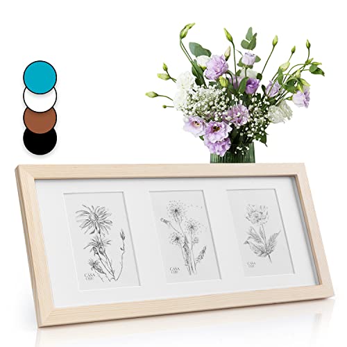 Casa Chic Cadre Photo, Cadre Photo en Bois de 50x23 cm, Cadres Photo, Porte Photo Mural, Cadre Decoration Murale Pele Mele, Affichage Vertical/Horizontal, avec Protection Verre et Passe Partout Cover
